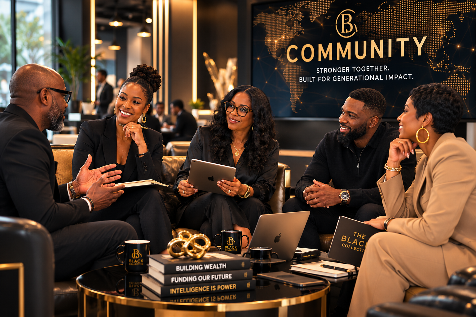 The Black Collective community members collaborating in a luxury setting — Stronger Together, Built for Generational Impact